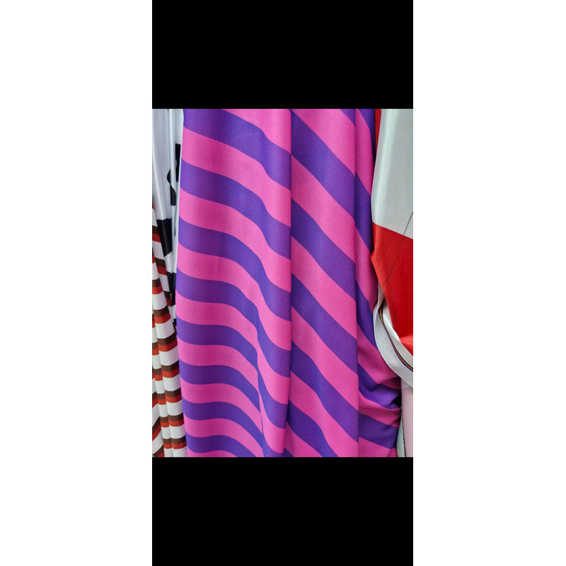 Tela Rayas Bombay De 3cm X 3cm ( 1 Metro ) Fucsia Rayas Moradas/fucsia
