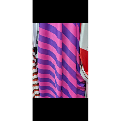 Tela Rayas Bombay De 3cm X 3cm ( 1 Metro ) Fucsia Rayas Moradas/fucsia