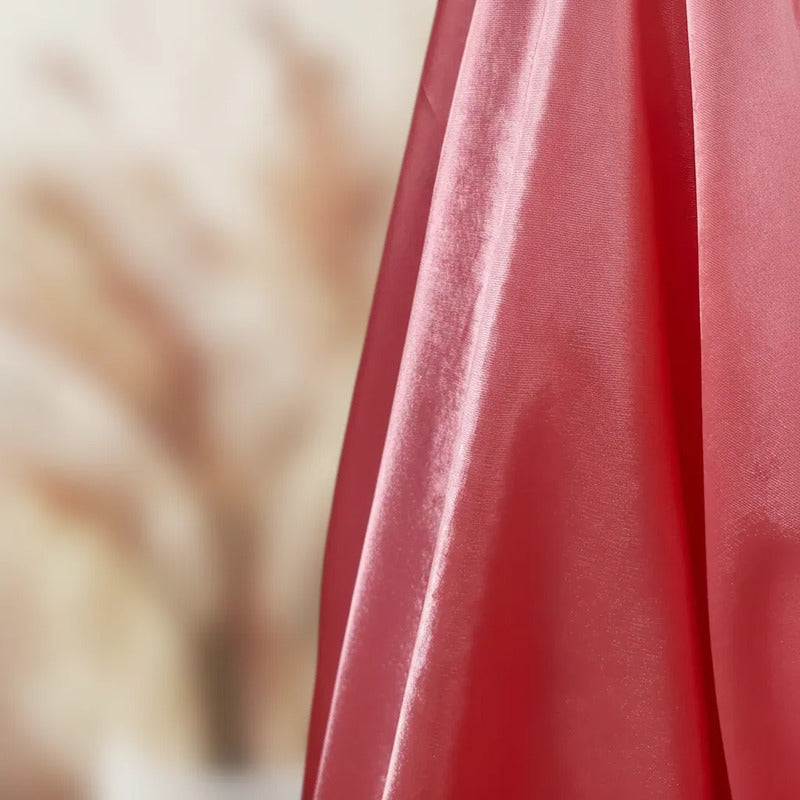 Tela  Satin Back , Para Vestido Y Pijamas( 1 Metro) Coral Liso