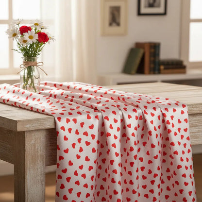 Tela Satinada Estampado De Corazón  14 De Febrero (5 Metros)