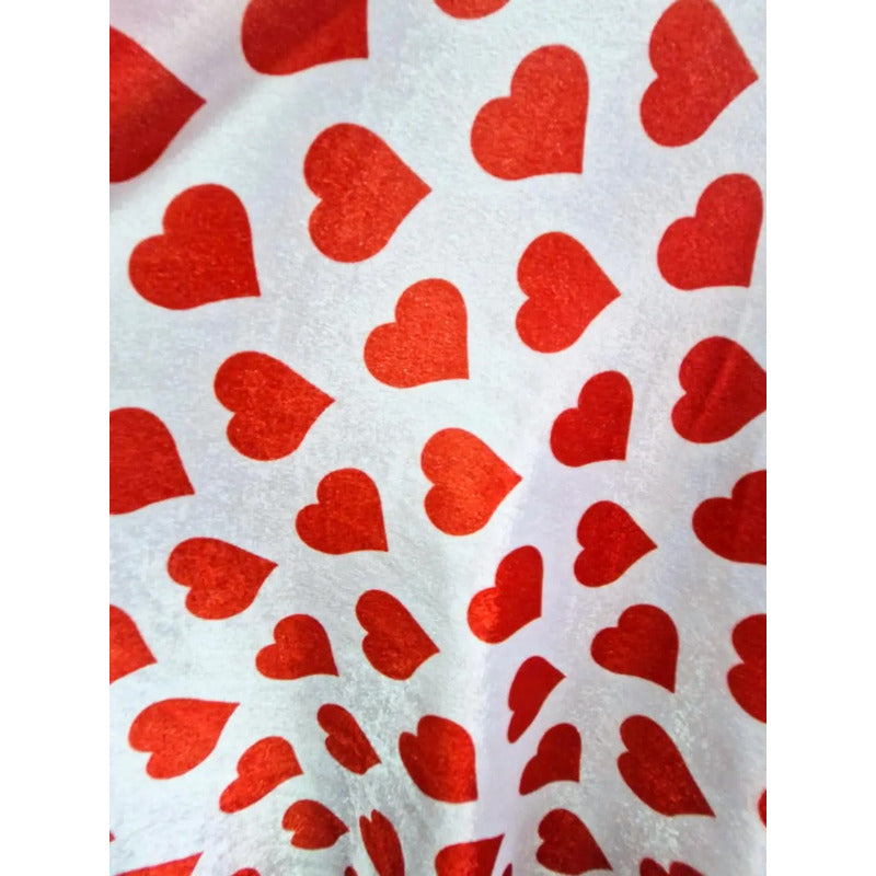 Tela De Terciopelo Con Corazones San Valentín (1 Metro)