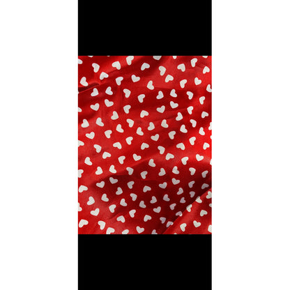 Tela Satín 14 De Febrero Corazones (1 Metro) Rojo Corazones Blancos