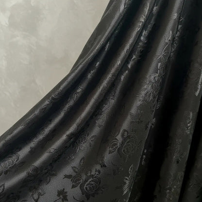 Tela Raso Jaquard, Vestidos (1metro) Negro Relieve