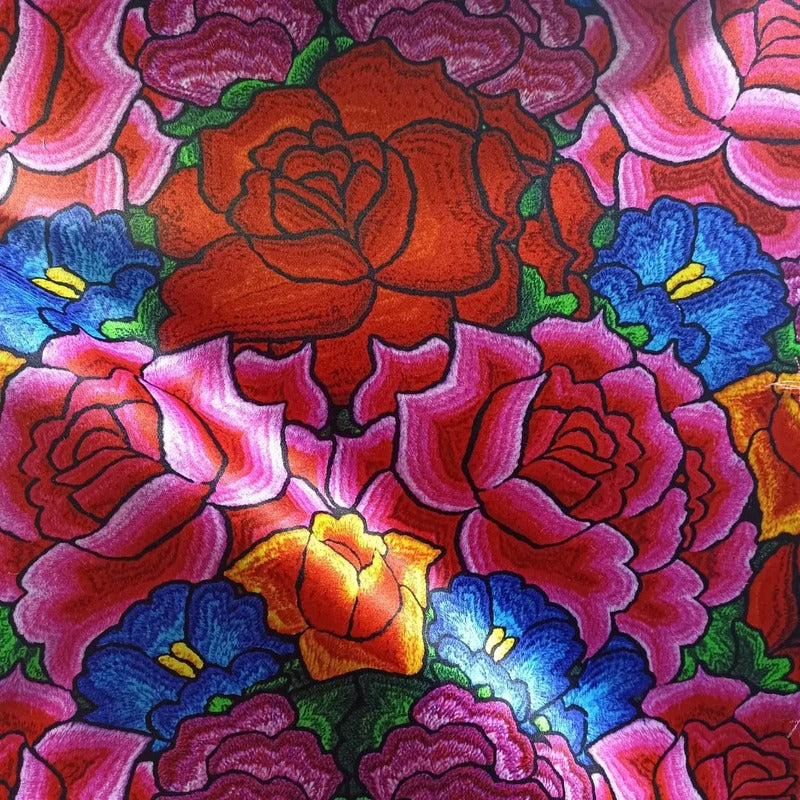 Tela Estampada Patrones México Flores Y Aves Coloridos  (1m)