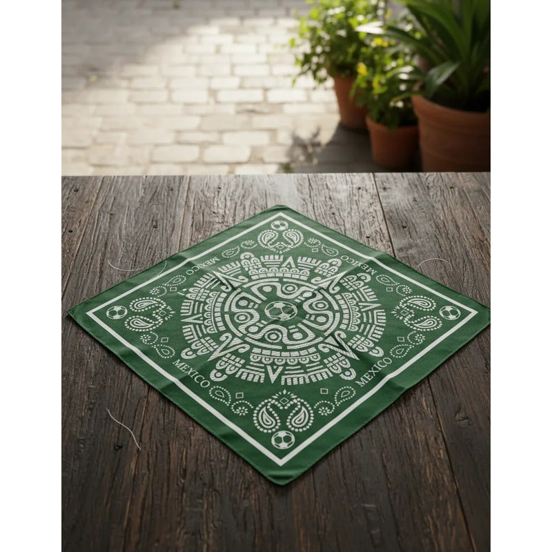 Pañuelo Paliacate México Mundial Verde (12pzas.) Verde Calendario Azteca Unica