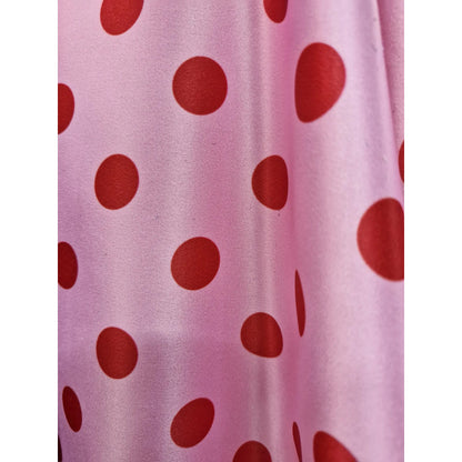 Tela  Rosa De Bolas Rojas Raso De Novia (1 Metro) Rosa Raso Bolas