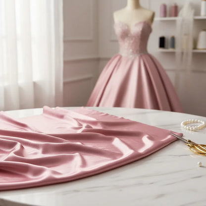 Tela Tafeta Stretch Para Vestidos De Gala Y Damas (1 Metro) Rosa