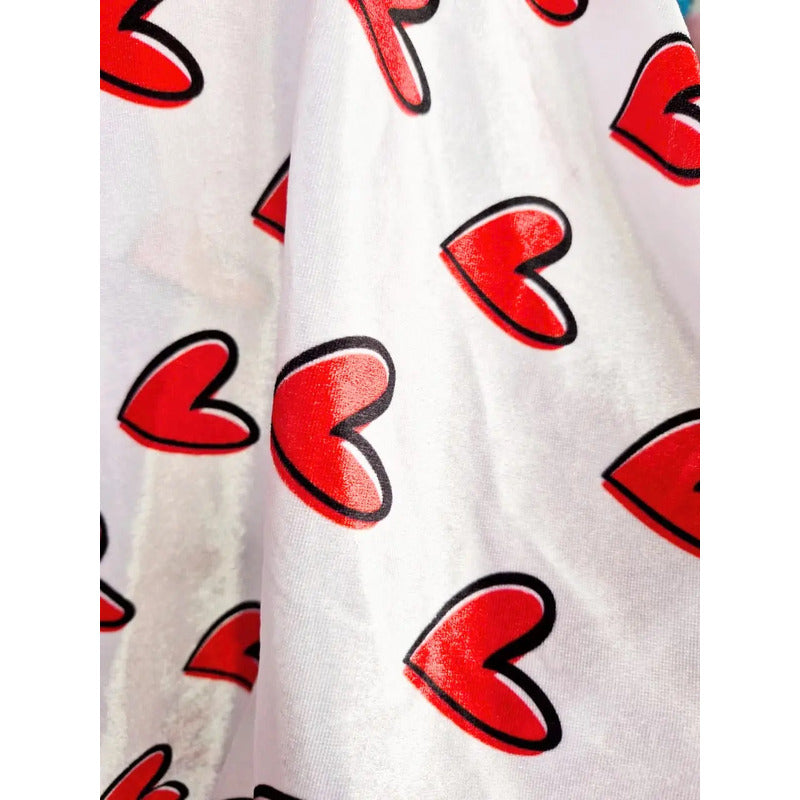 Tela De Terciopelo Con Corazones San Valentín (1 Metro)
