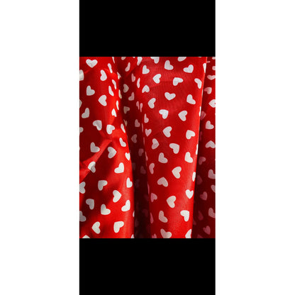 Tela Satín 14 De Febrero Corazones (1 Metro) Rojo Corazones Blancos