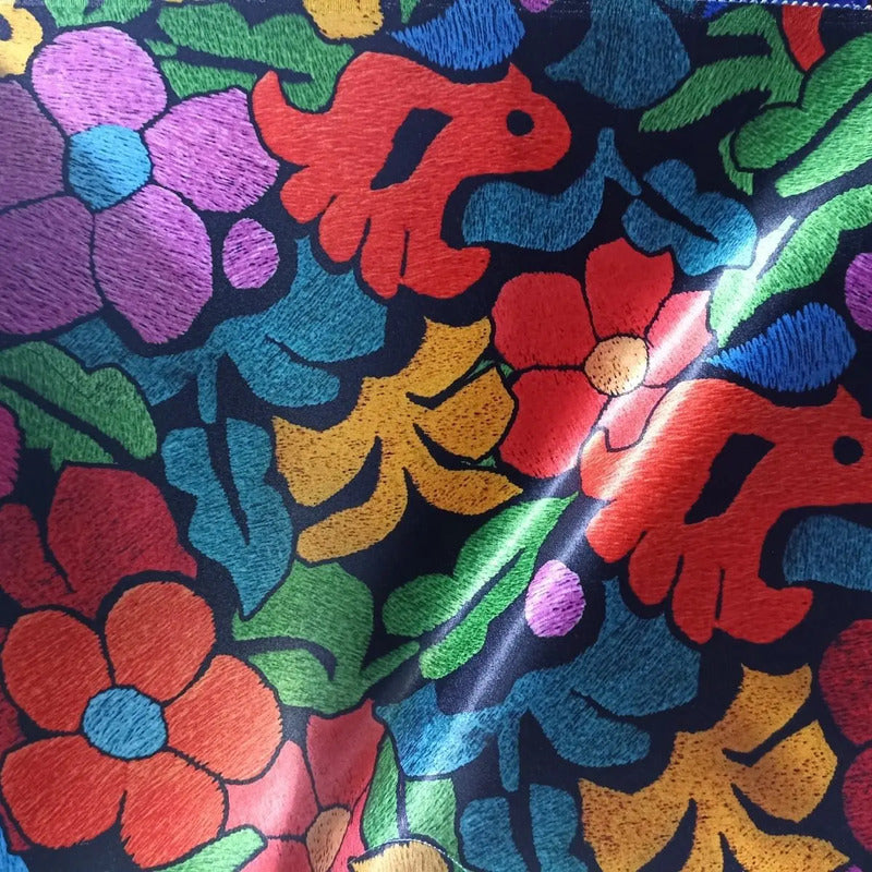 Tela Estampada Patrones México Flores Y Aves Coloridos  (1m)