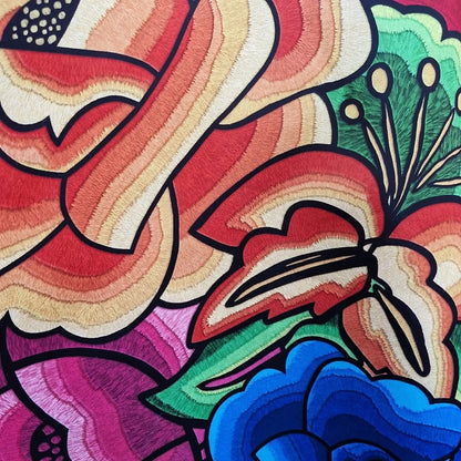Tela Estampada Patrones Mexicanos, Bordados, Rosas (1 M)