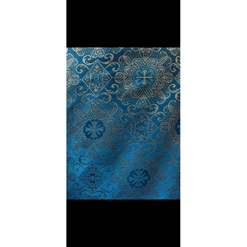 Tela Jacquard Litúrgica Para Iglesia Altar 2m Turquesa Litúrgica