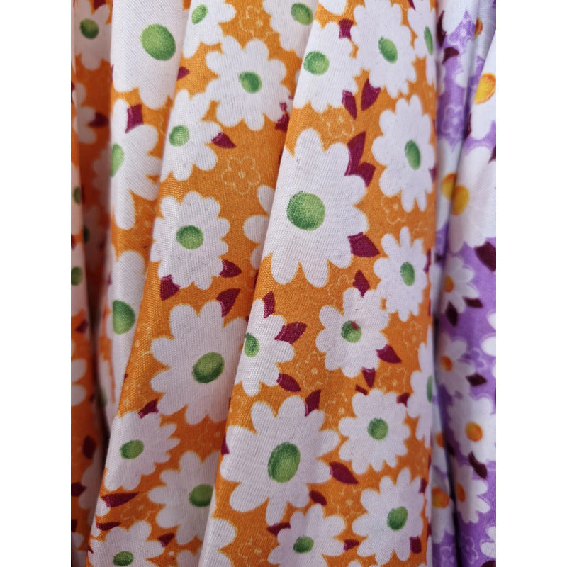 Tela Campesina Margaritas 1.70ancho ( 3 Mts ) Naranja Margaritas