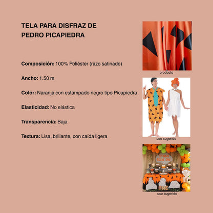 Tela Para Disfraz De Pedro Picapiedra (1 Metro) Naranja