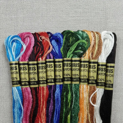Hilo Iris Rayón Con 12 Madejas Matizadas Multicolor