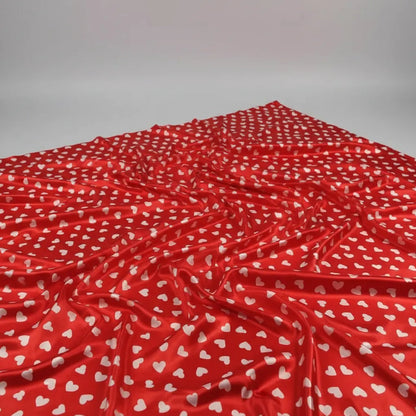 Tela Satinada Estampado Corazones San Valentín (10 Metros)