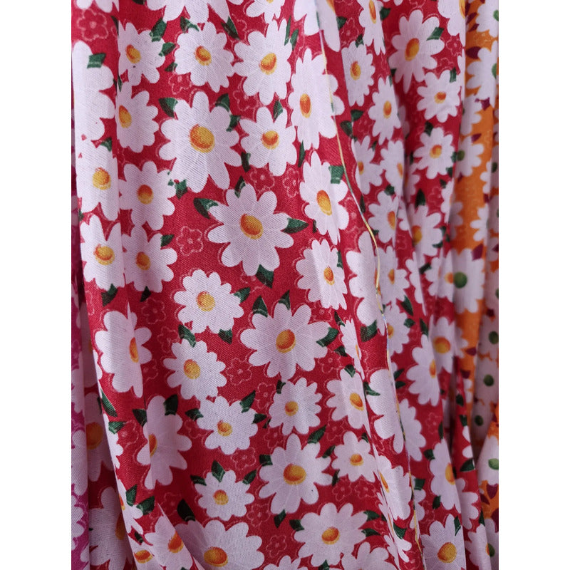 Tela Campesina Margaritas 1.70ancho ( 3 Mts ) Rojo Margaritas