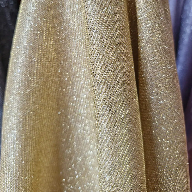 Tela De Punto Con Glitter Vestidos De Gala Graduaciones(1 M) Dorado