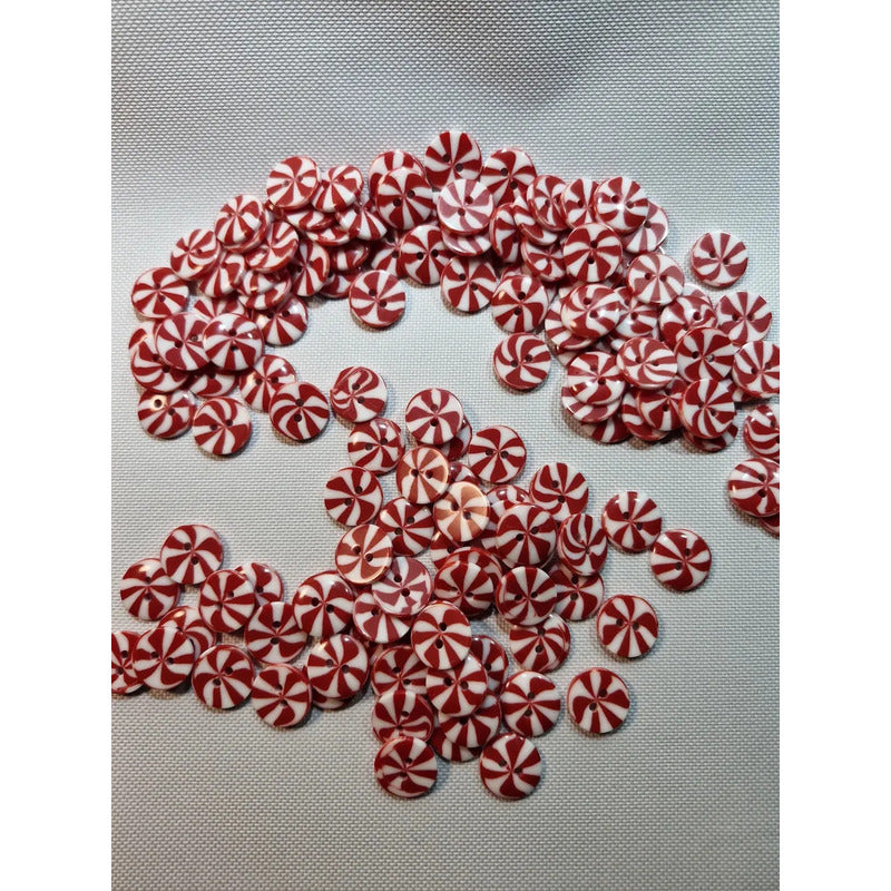Botón Navideño Caramelo T-30 De 19mm Con 72 Pzas. Rojo/blanco Caramelo
