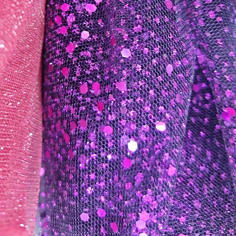 Tul Con Brillos Glitter Varios Colores (1 M) Violeta