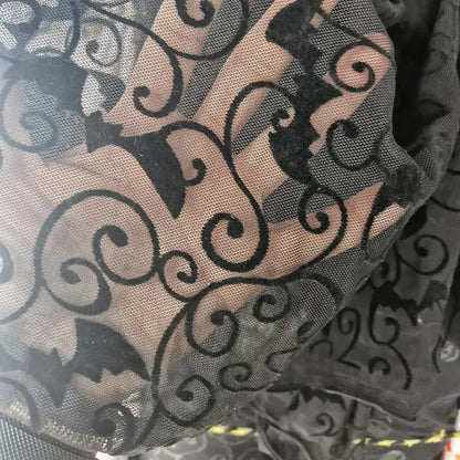 Tela Mesh Negro Disfraz Halloween, Día De Muertos (1 M) Negro Murcielagos