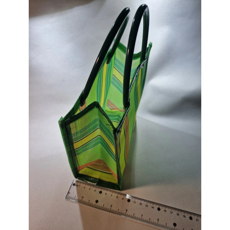 Bolsa Asa Plástico 17x19x8cm 10pzas, Colores Surtidos Multicolor Cuadros
