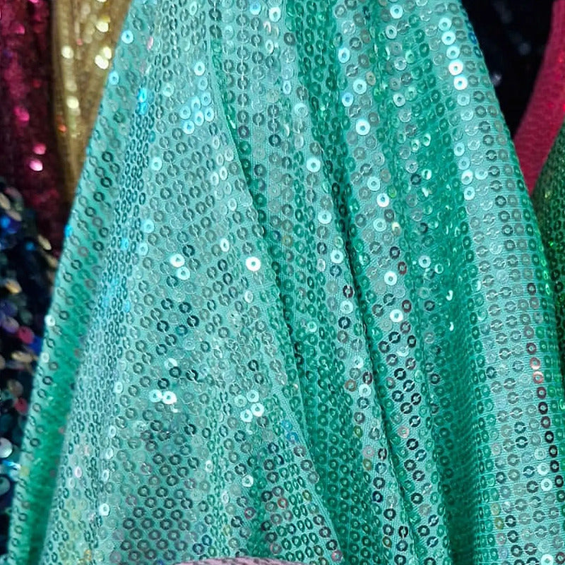Tela Con Lentejuelas Varios Colores Vestidos De Gala (1 M) Turquesa Metálico