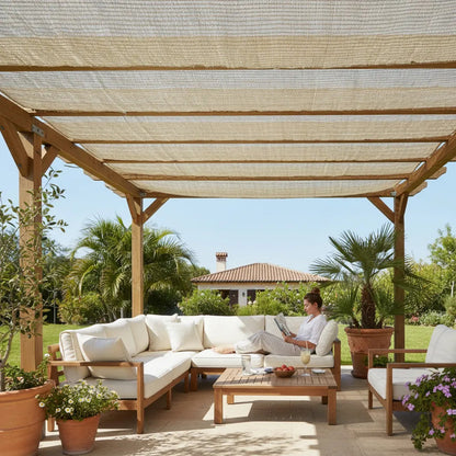 Malla Sombra Hdpe 90% 1 Metro Uv Reforzada Beige