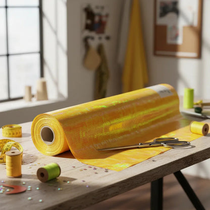 Tela Organza Tornasol Cenicienta Rígida Con Cuerpo (1 M) Amarillo