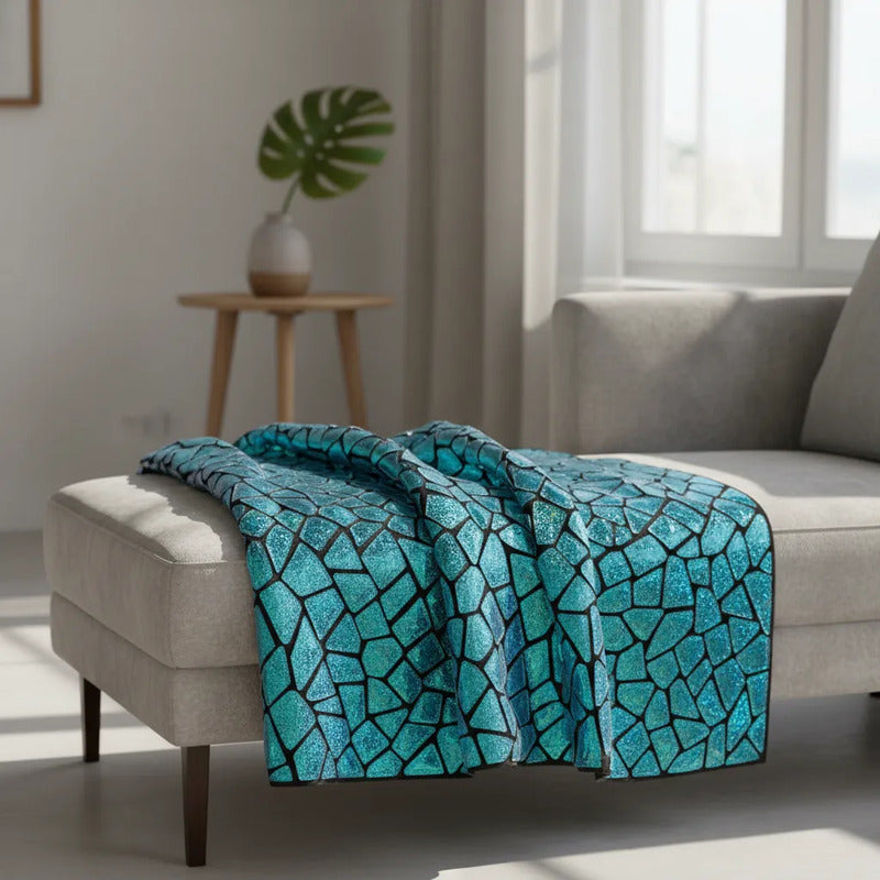 Tela Premium De Terciopelo Con Espejo Vestuario Circo (5m) Turquesa Holografico Terciopelo Espejo