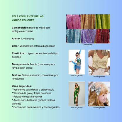 Tela Con Lentejuelas Varios Colores Vestidos De Gala (1 M) Rosa Pálido En Línea