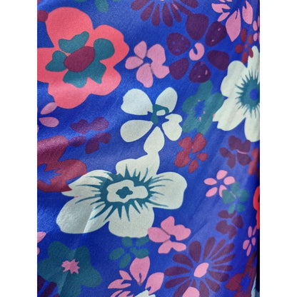Tela Raso Estampado Flores Atlan ( 1 Metro) Azul Raso Flores