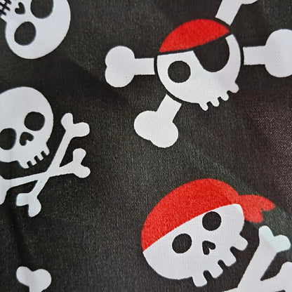 Tela Satin Estampado Disfraz Piratas Halloween (1 M) Negro Piratas