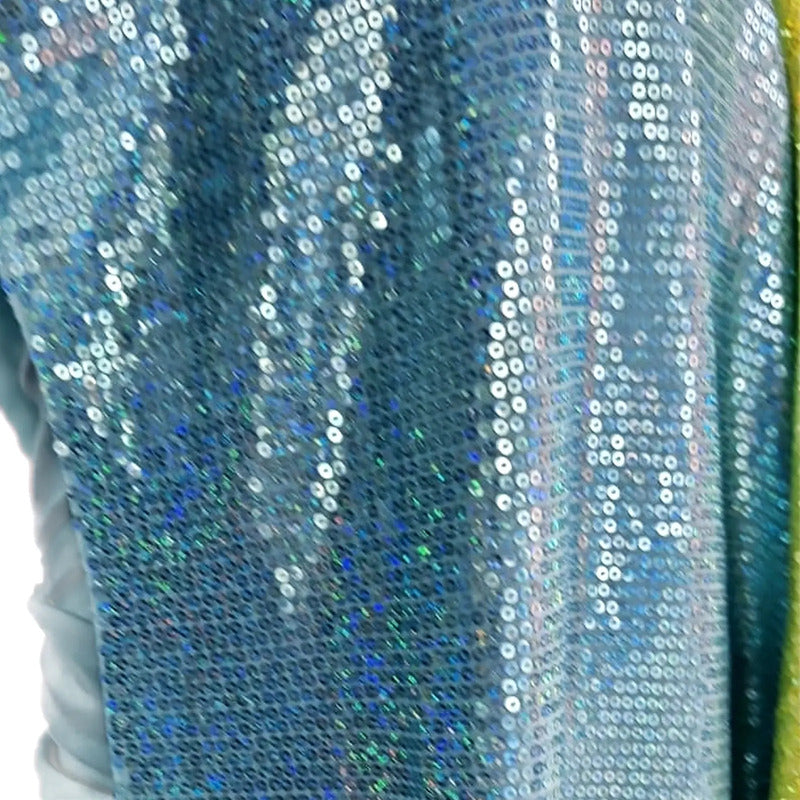 Tela Con Lentejuelas Varios Colores Vestidos De Gala (1 M) Azul Claro Holográfico