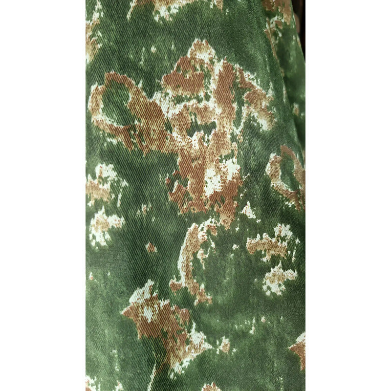 Tela Gabardina Con Estampado De Camuflaje 50% Algodón Verde Musgo Abstracto