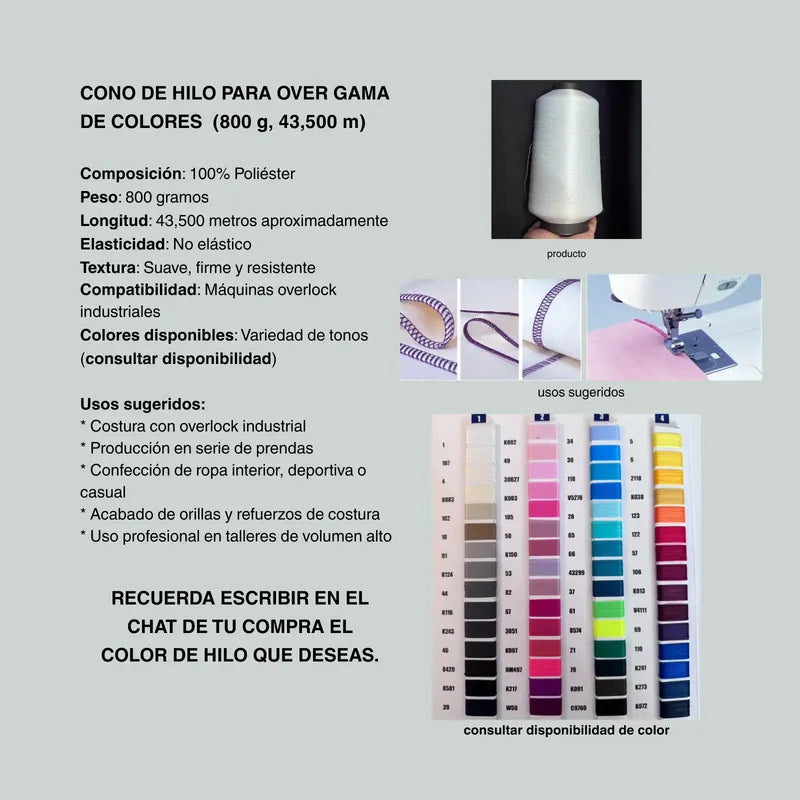 Cono De Hilo Para Over Gama De Colores  (800 G, 43,500 M) Blanco