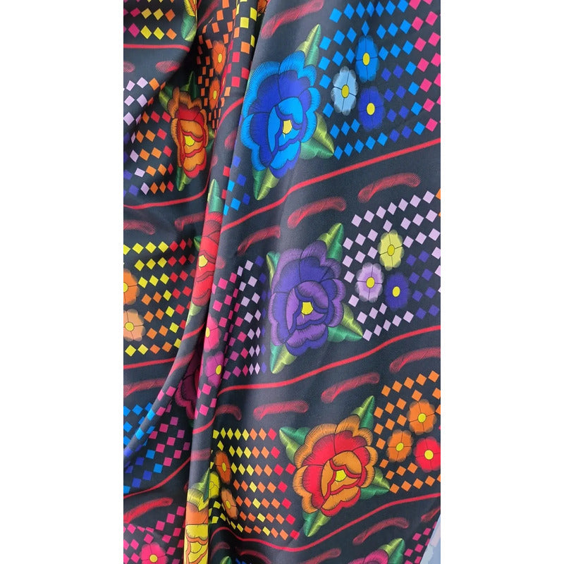Tela Estampada Patrones Mexicanos, Bordados, Rosas (1 M)