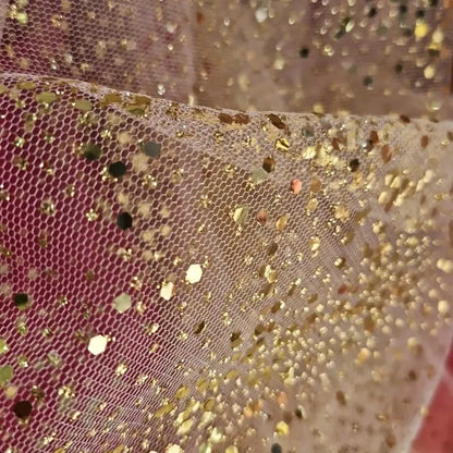Tul Con Brillos Glitter Varios Colores (1 M) Dorado
