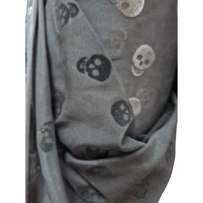 Tela Mesh Negro Disfraz Halloween, Día De Muertos (1 M) Negro Calaveras