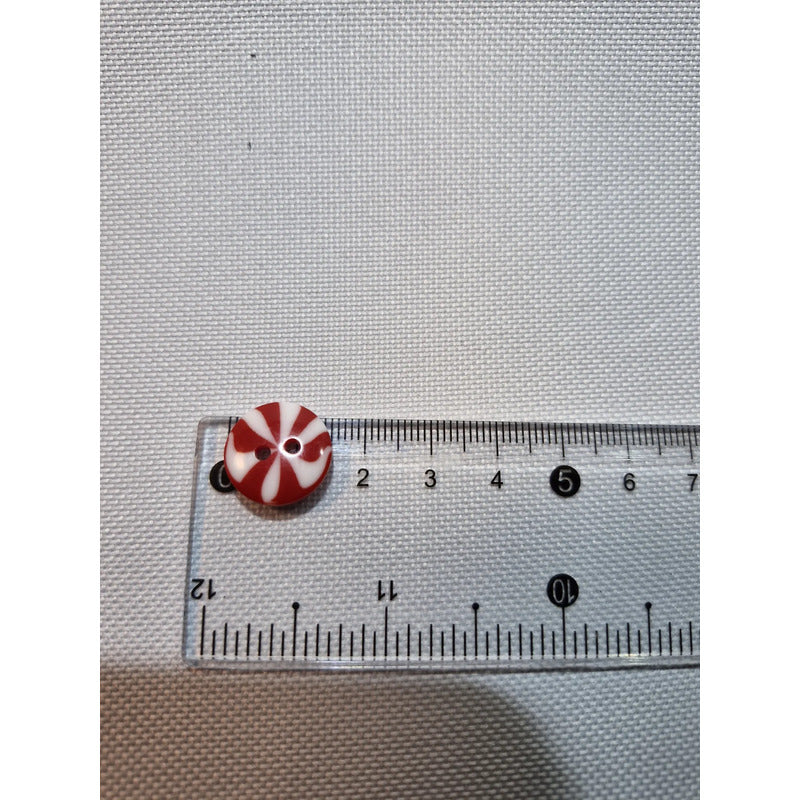 Botón Navideño Tipo Caramelo T-24 De 15mm Con 144pzas. Rojo/blanco Caramelo