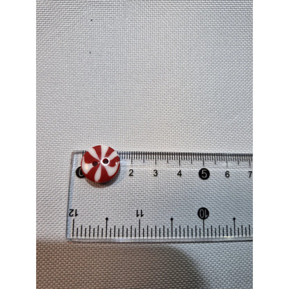 Botón Navideño Tipo Caramelo T-24 De 15mm Con 144pzas. Rojo/blanco Caramelo