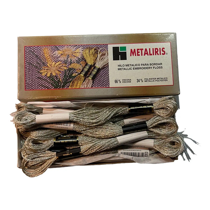 Hilo Vela Metálico P/ Bordar Metaliris (caja: 12 Madejas) Plateado