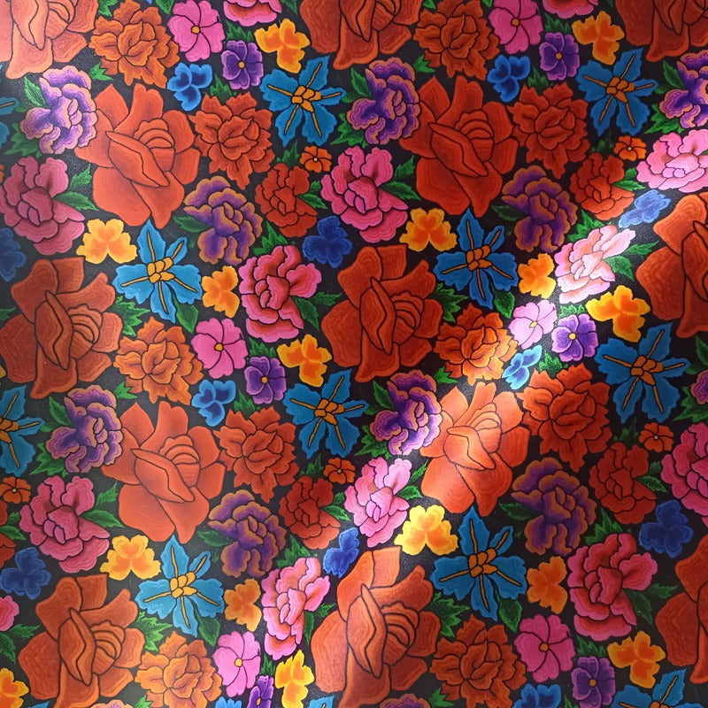 Tela Estampada Patrones México Flores Y Aves Coloridos  (1m)
