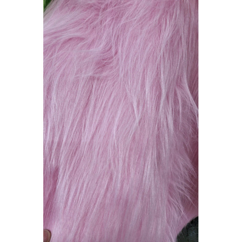Tela Peluche Pelo Largo Suave ( 50cms.) Rosa Claro Peluche Pelo Largo