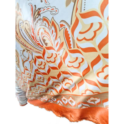 Tela Estampada De Satin Charmeuse Imitación Seda (1 Metro) Naranja Estampado