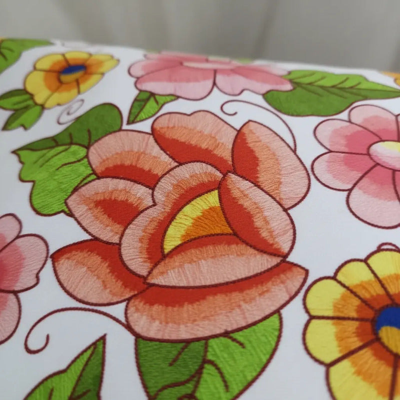 Tela Estampada México Efecto Bordado Y Mandalas (1 Metro)