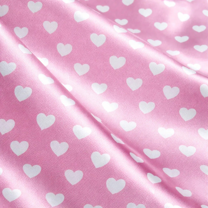 Tela Satinada Estampado De Corazón  14 De Febrero (5 Metros)