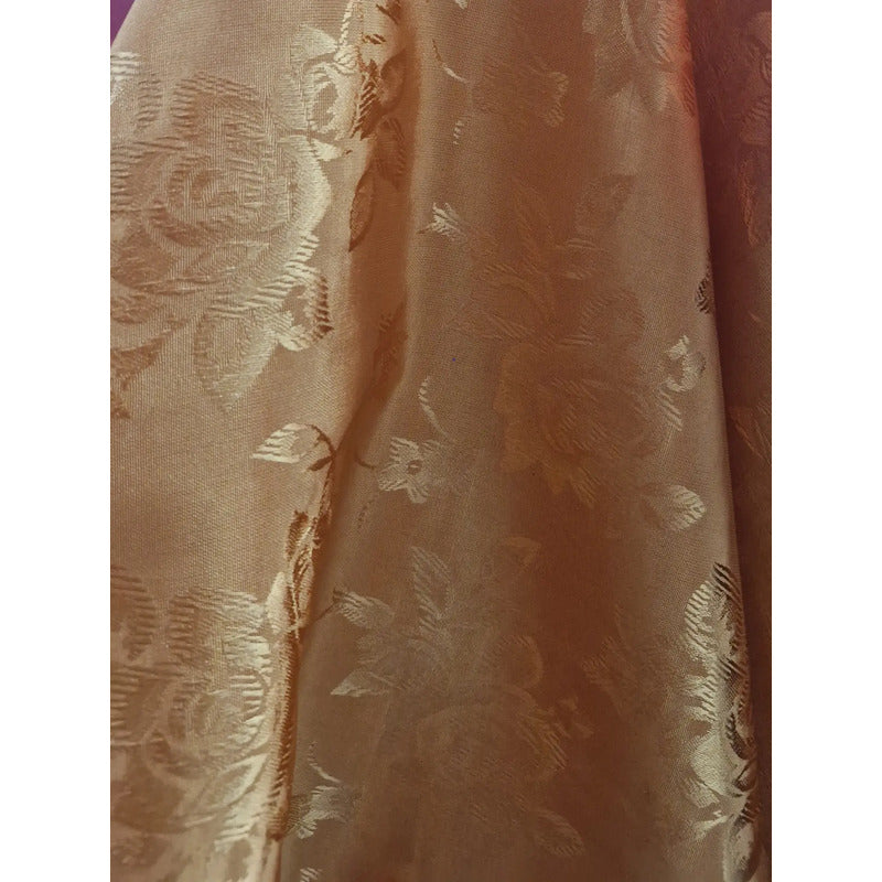 Tela Raso Jaquard, Vestidos (1metro) Dorado Oscuro Relieve