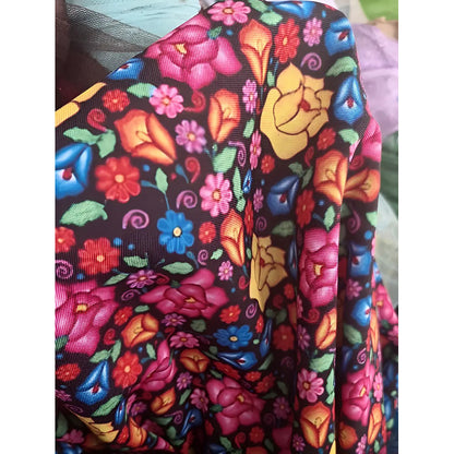 Tela Estampada Patrones Mexicanos, Bordados, Rosas (1 M)