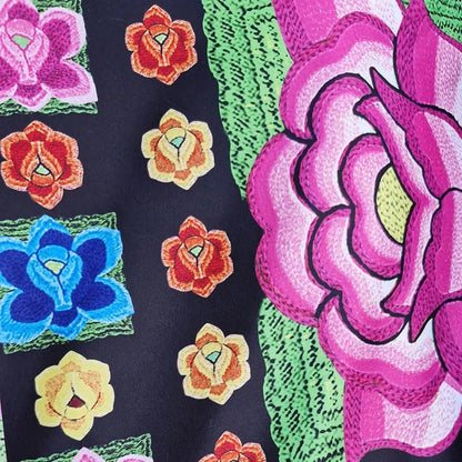 Tela Estampada Patrones Mexicanos, Bordados, Rosas (1 M)